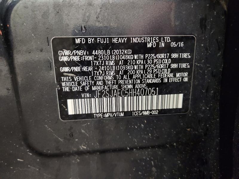 53292086 :رقم المزاد ، JF2SJAEC5HH407051 vin ، 2017 Subaru Forester مزاد بيع