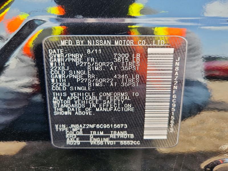 Aukcja sprzedaży 2012 Infiniti Qx56, vin: JN8AZ2NF6C9515673, numer aukcji: 54432736