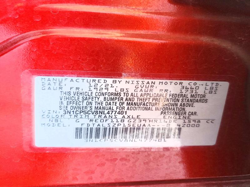 Aukcja sprzedaży 2022 Nissan Kicks, vin: 3N1CP5CV8NL477401, numer aukcji: 53593846