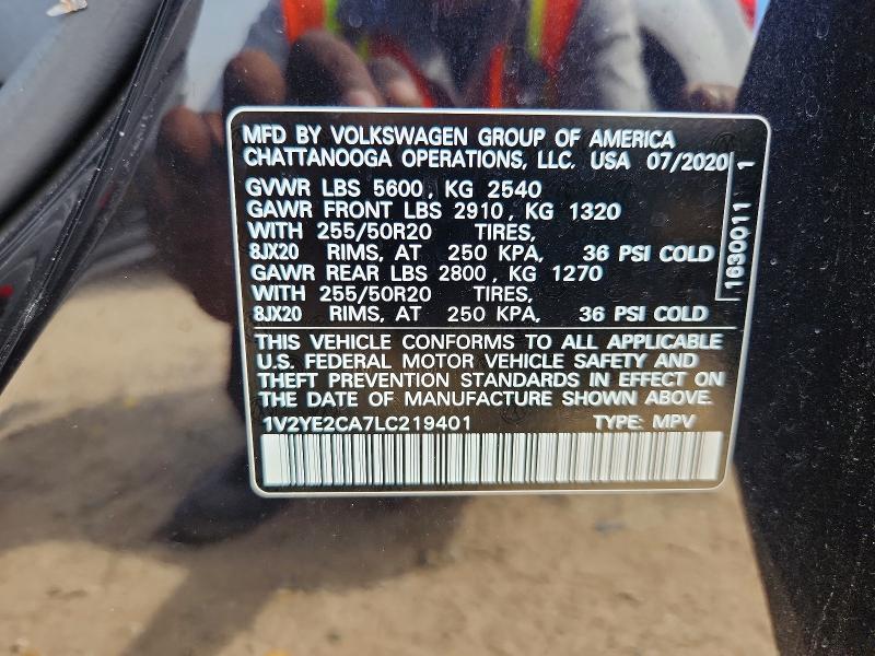 2020 Volkswagen Atlas Cross Sport მანქანა იყიდება აუქციონზე, vin: 1V2YE2CA7LC219401, აუქციონის ნომერი: 54442096