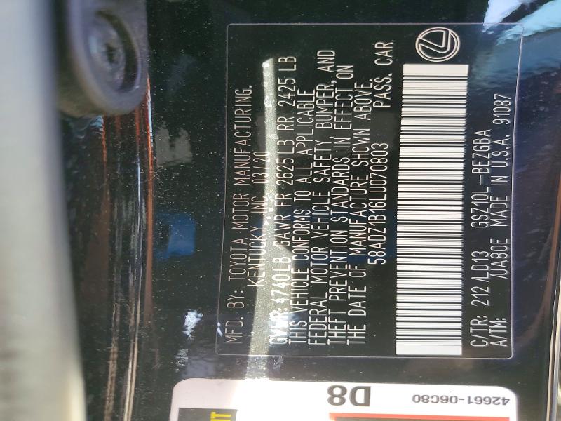 Продажа на аукционе авто 2020 Lexus Es, vin: 58ADZ1B16LU070803, номер лота: 52009746