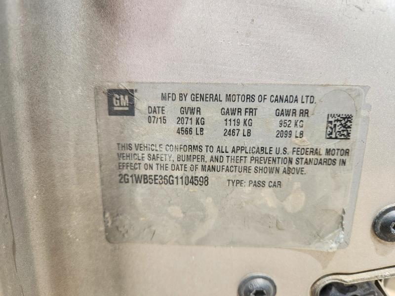 Продажа на аукционе авто 2016 Chevrolet Impala Limited, vin: 2G1WB5E36G1104598, номер лота: 53935206