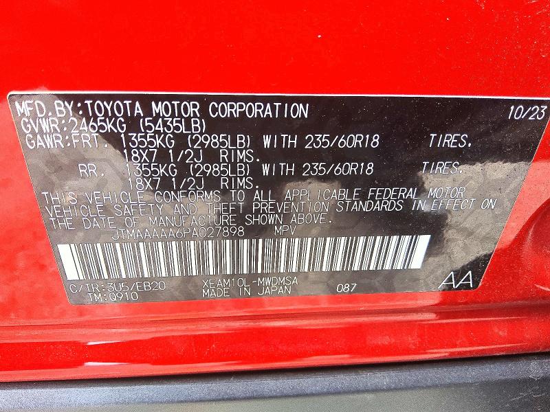 51374736 :رقم المزاد ، JTMAAAAA6PA027898 vin ، 2023 Toyota Bz4x مزاد بيع