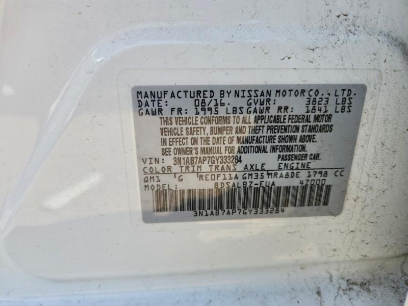 Aukcja sprzedaży 2016 Nissan Sentra, vin: 3N1AB7AP7GY333284, numer aukcji: 54978716
