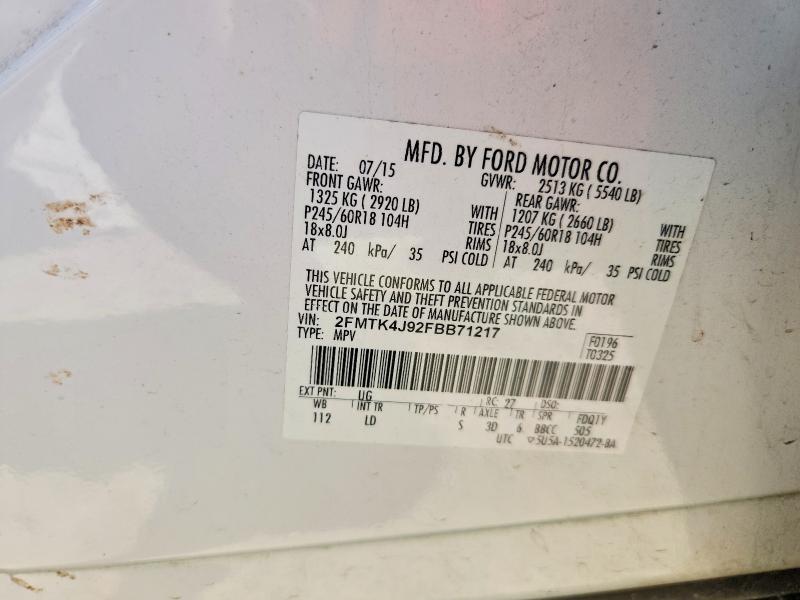 Продаж на аукціоні авто 2015 Ford Edge, vin: 2FMTK4J92FBB71217, номер лоту: 53313006