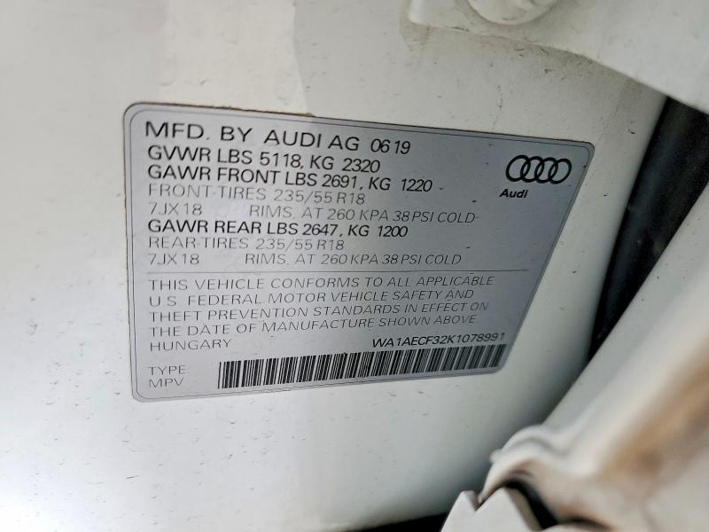 Продаж на аукціоні авто 2019 Audi Q3, vin: WA1AECF32K1078991, номер лоту: 55070186