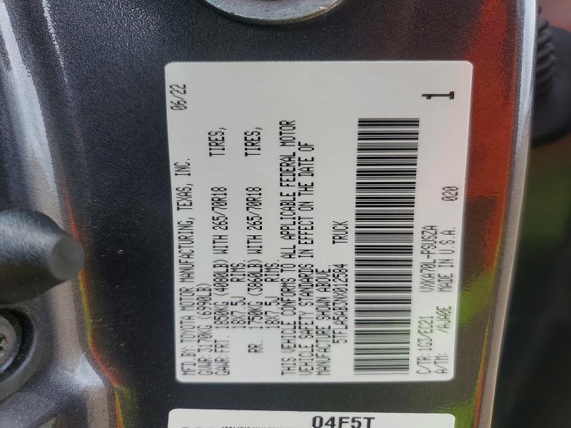 2022 Toyota Tundra მანქანა იყიდება აუქციონზე, vin: 5TFLA5AB3NX012584, აუქციონის ნომერი: 54816786