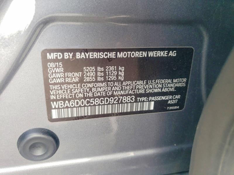 Продаж на аукціоні авто 2016 Bmw 640, vin: WBA6D0C58GD927883, номер лоту: 53243116