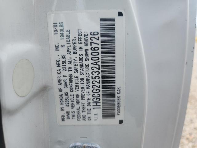 Продажа на аукционе авто 2002 Honda Accord, vin: 1HGCG22532A006726, номер лота: 53070996