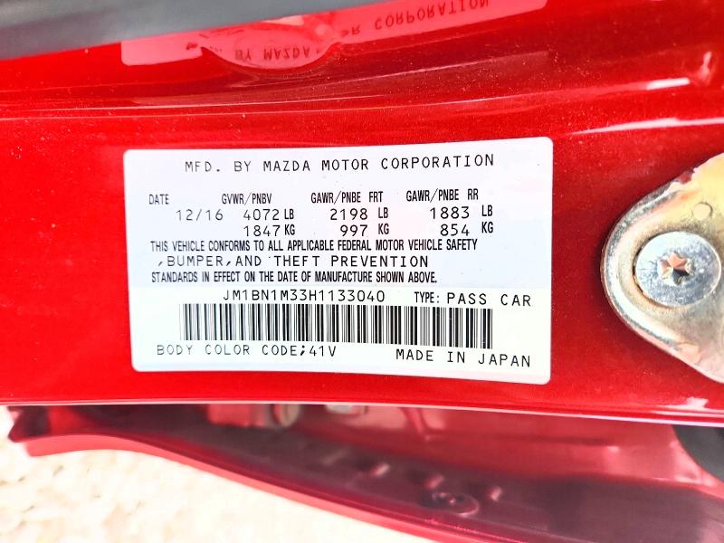 Продаж на аукціоні авто 2017 Mazda 3, vin: JM1BN1M33H1133040, номер лоту: 52034076