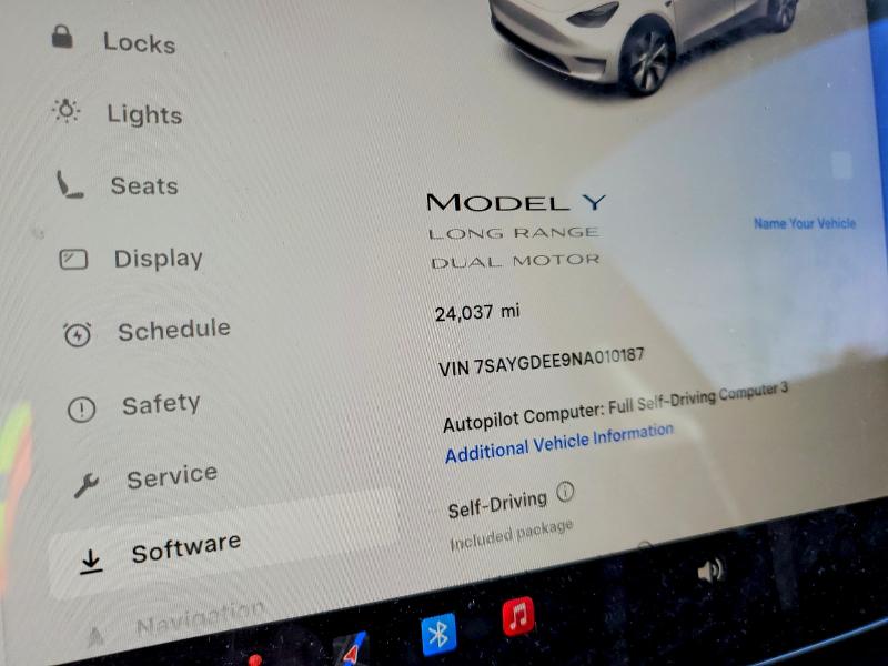 Продажа на аукционе авто 2022 Tesla Model Y, vin: 7SAYGDEE9NA010187, номер лота: 52101826
