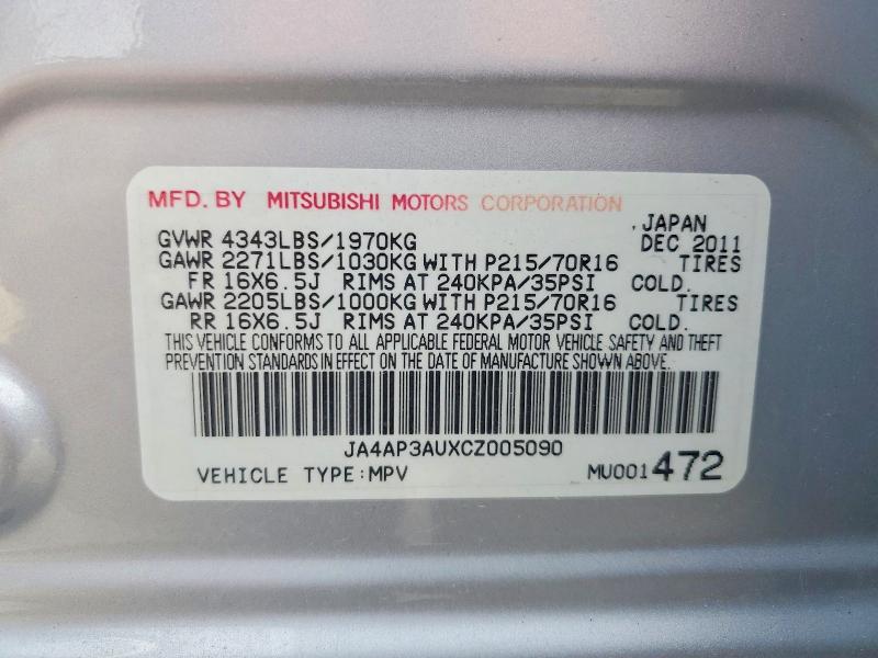 Aukcja sprzedaży 2012 Mitsubishi Outlander Sport, vin: JA4AP3AUXCZ005090, numer aukcji: 52060406