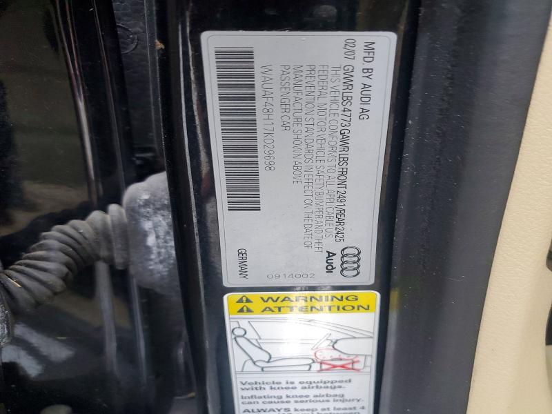 Продаж на аукціоні авто 2007 Audi A4, vin: WAUAF48H17K029698, номер лоту: 52849286