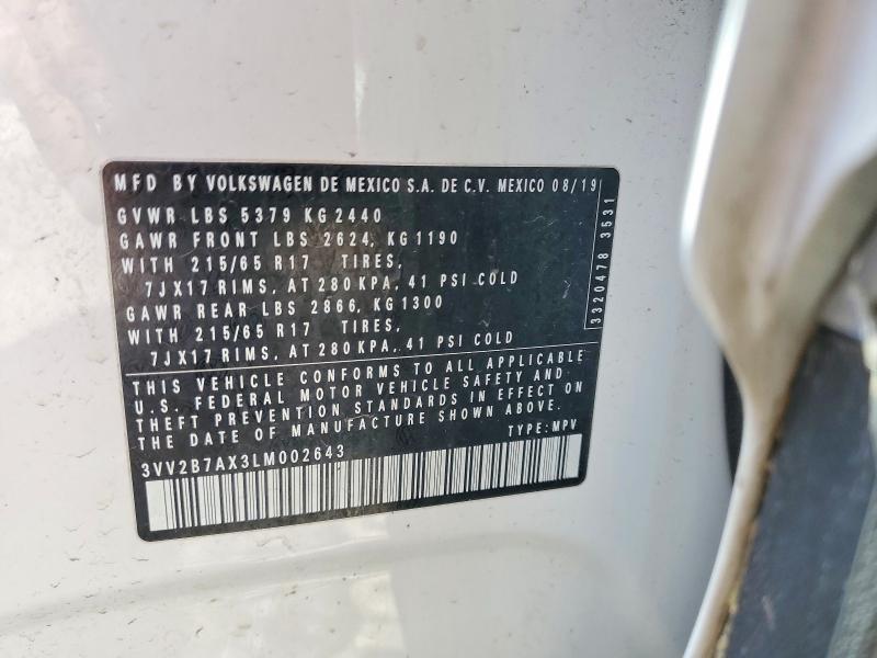 Aukcja sprzedaży 2020 Volkswagen Tiguan, vin: 3VV2B7AX3LM002643, numer aukcji: 52129586
