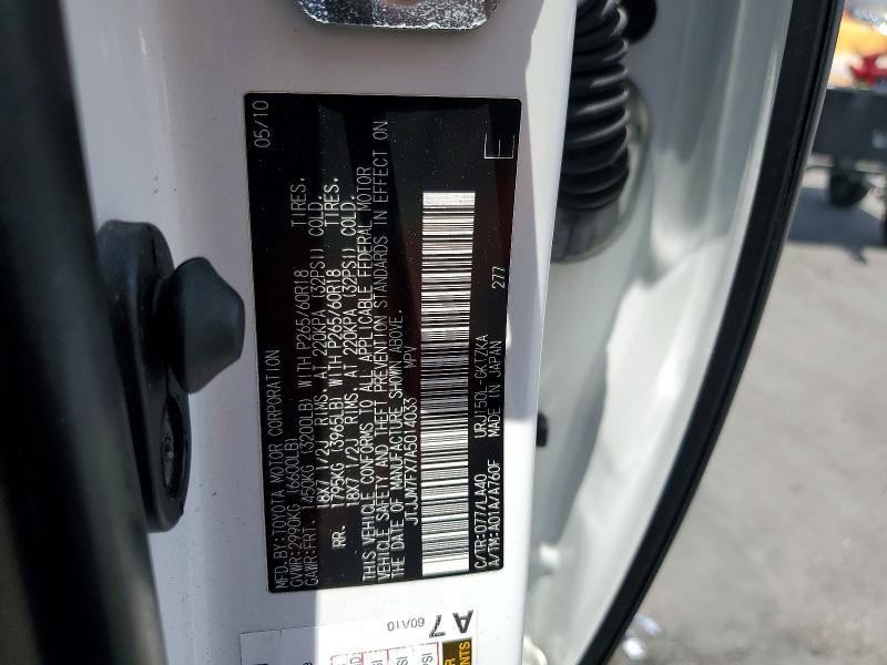 Aukcja sprzedaży 2010 Lexus Gx, vin: JTJJM7FX7A5014033, numer aukcji: 52726566