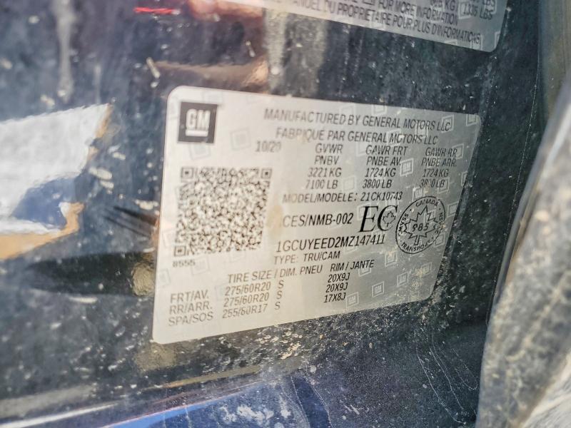 53291886 :رقم المزاد ، 1GCUYEED2MZ147411 vin ، 2021 Chevrolet Silverado مزاد بيع