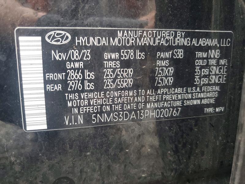 Aukcja sprzedaży 2023 Hyundai Santa Fe, vin: 5NMS3DA13PH020767, numer aukcji: 53470306