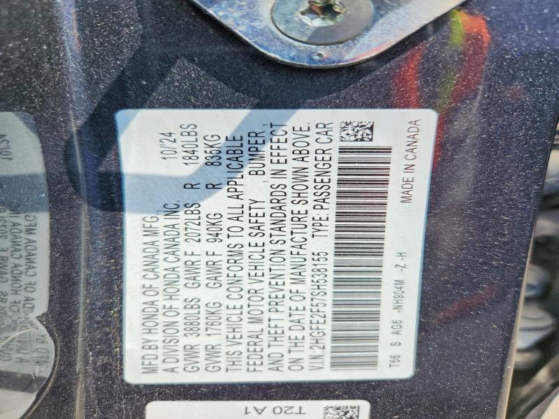 53065796 :رقم المزاد ، 2HGFE2F57SH538155 vin ، 2025 Honda Civic مزاد بيع