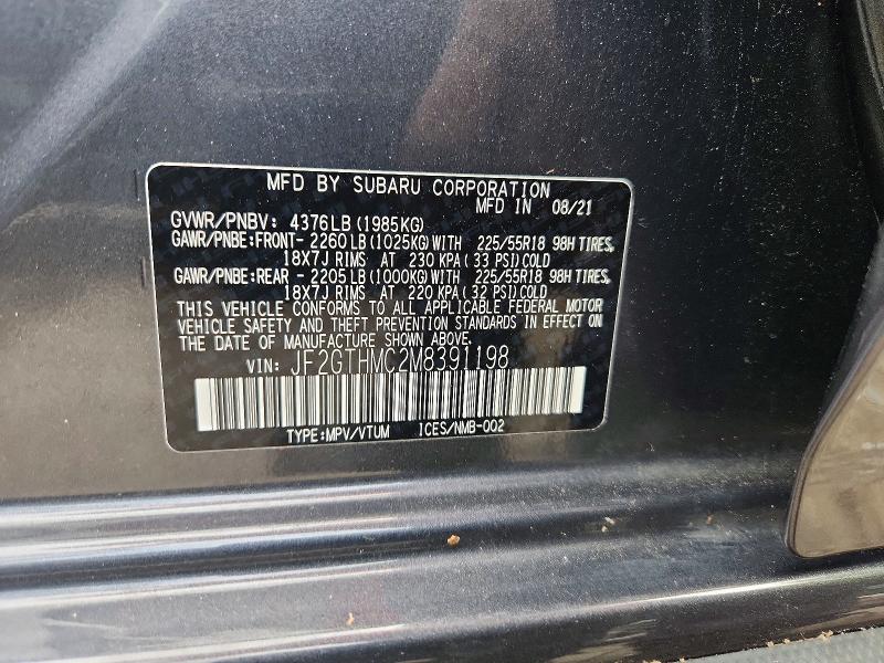 Aukcja sprzedaży 2021 Subaru Crosstrek, vin: JF2GTHMC2M8391198, numer aukcji: 52746026