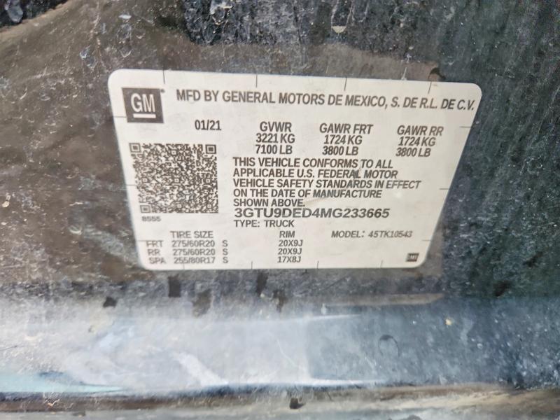 Продаж на аукціоні авто 2021 Gmc Sierra, vin: 3GTU9DED4MG233665, номер лоту: 54666546