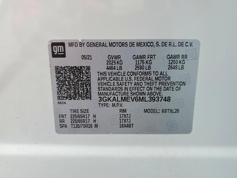 2021 Gmc Terrain მანქანა იყიდება აუქციონზე, vin: 3GKALMEV6ML393748, აუქციონის ნომერი: 53992226