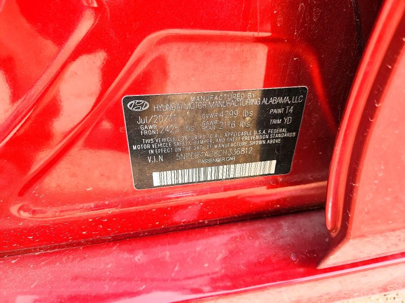 2012 Hyundai Sonata მანქანა იყიდება აუქციონზე, vin: 5NPEB4AC8CH336812, აუქციონის ნომერი: 54816716