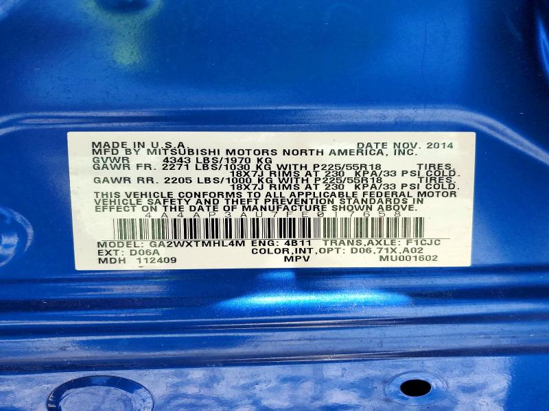 Aukcja sprzedaży 2015 Mitsubishi Outlander Sport, vin: 4A4AP3AU7FE017658, numer aukcji: 53539986