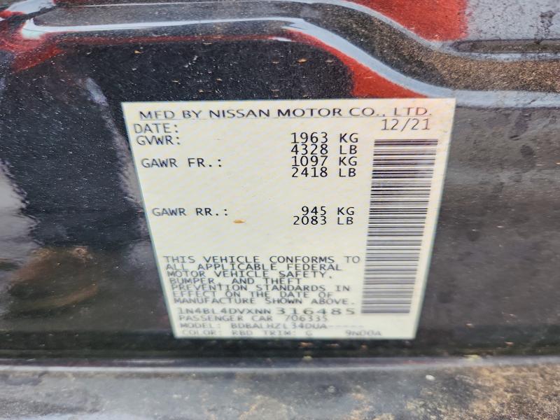 Aukcja sprzedaży 2022 Nissan Altima, vin: 1N4BL4DVXNN316485, numer aukcji: 54216726