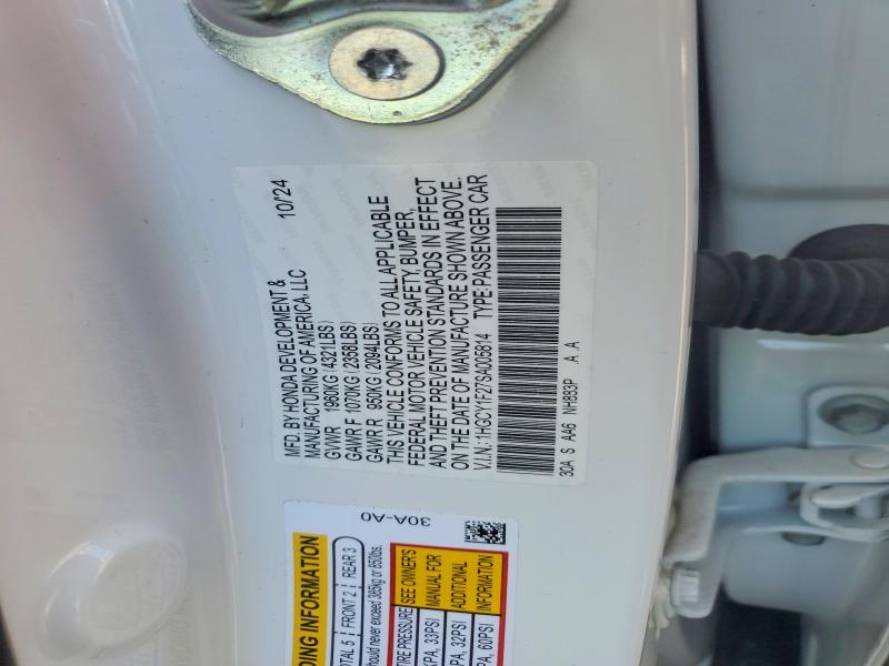 52171316 :رقم المزاد ، 1HGCY1F27SA005814 vin ، 2025 Honda Accord مزاد بيع