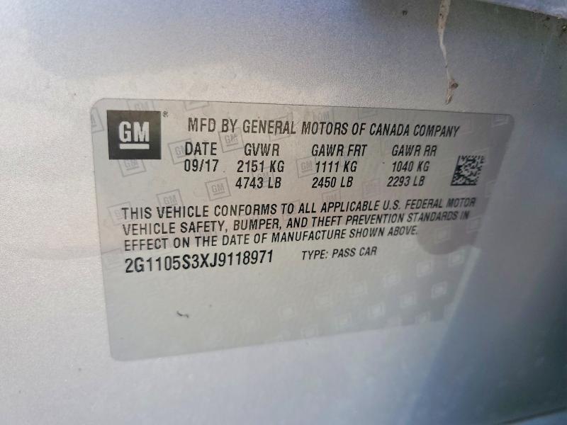 Aukcja sprzedaży 2018 Chevrolet Impala, vin: 2G1105S3XJ9118971, numer aukcji: 55232836