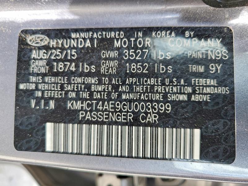 Продажа на аукционе авто 2016 Hyundai Accent, vin: KMHCT4AE9GU003399, номер лота: 54204916