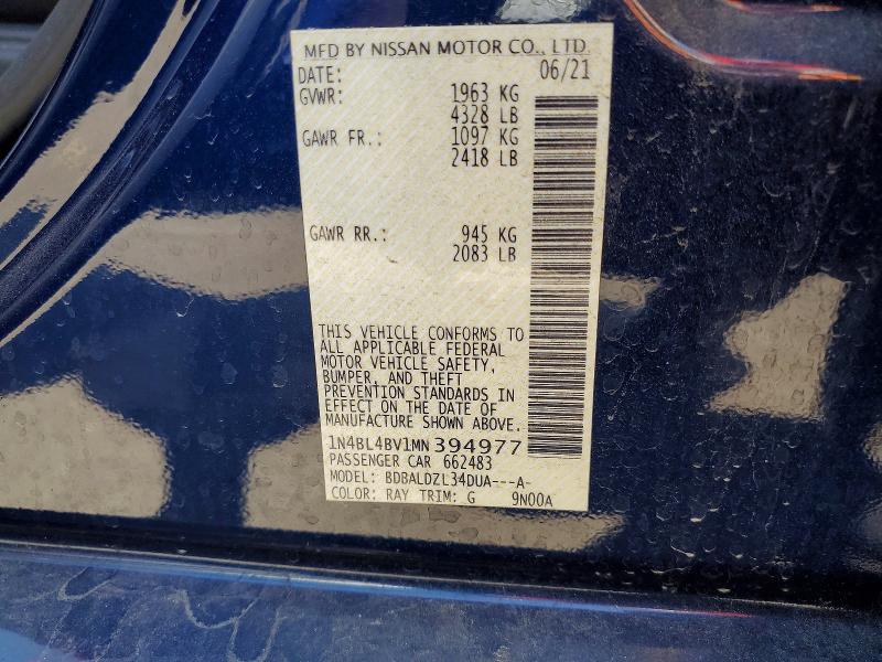 Продаж на аукціоні авто 2021 Nissan Altima, vin: 1N4BL4BV1MN394977, номер лоту: 51211666