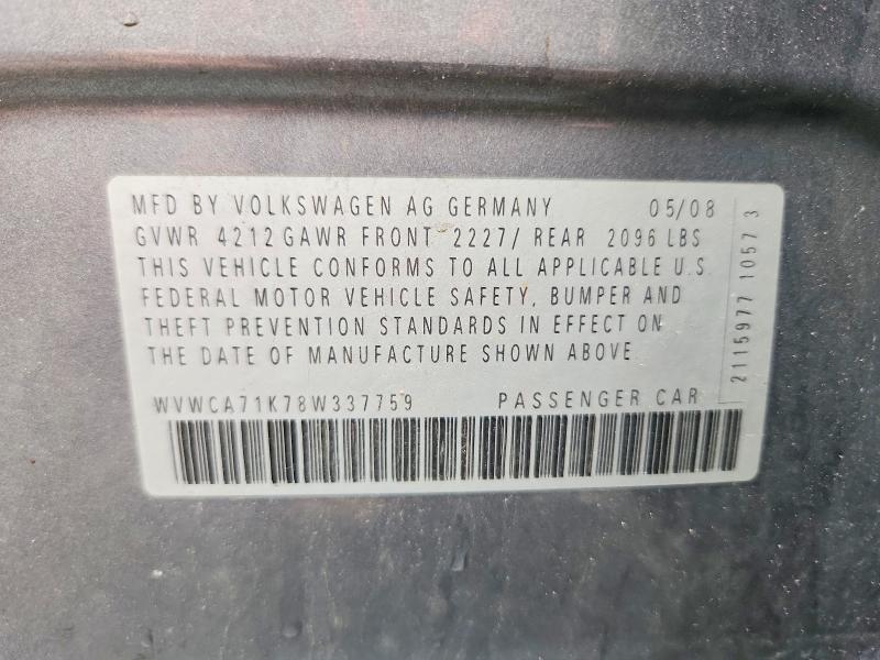 Продажа на аукционе авто 2008 Volkswagen Rabbit, vin: WVWCA71K78W337759, номер лота: 54698466