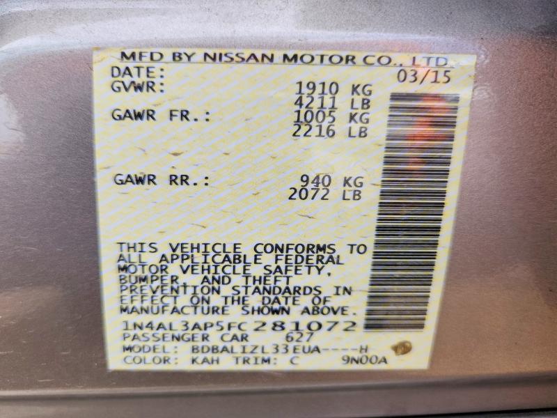 Aukcja sprzedaży 2015 Nissan Altima, vin: 1N4AL3AP5FC281072, numer aukcji: 54171816
