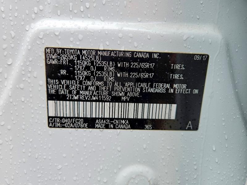 2018 Toyota Rav4 მანქანა იყიდება აუქციონზე, vin: 2T3WFREV2JW411592, აუქციონის ნომერი: 52611816