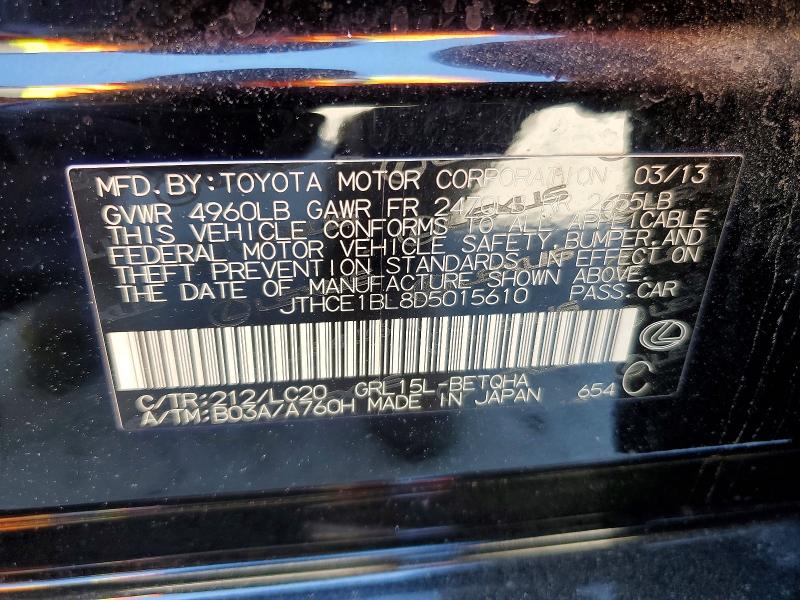52616726 :رقم المزاد ، JTHCE1BL8D5015610 vin ، 2013 Lexus Gs مزاد بيع
