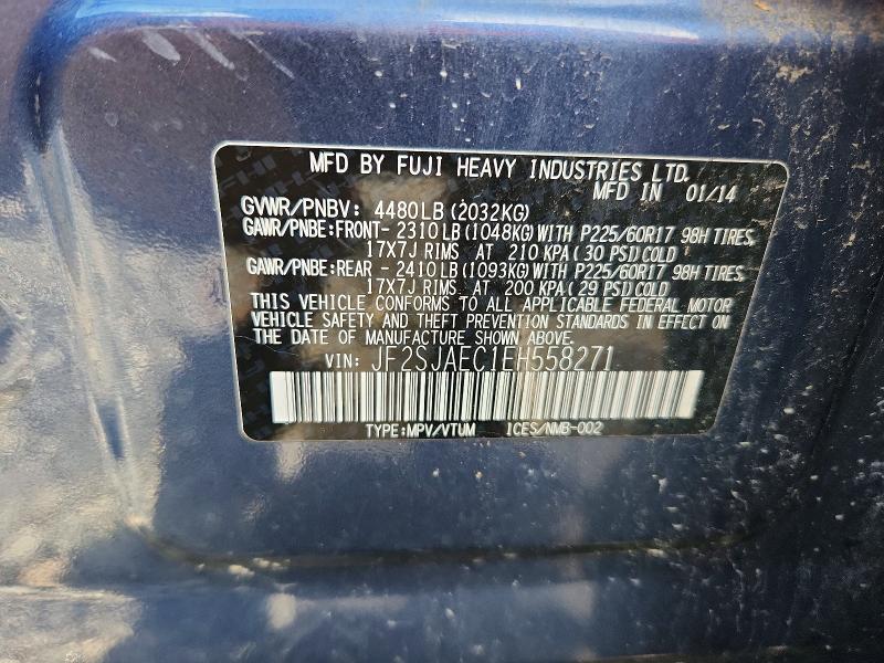 54946996 :رقم المزاد ، JF2SJAEC1EH558271 vin ، 2014 Subaru Forester مزاد بيع