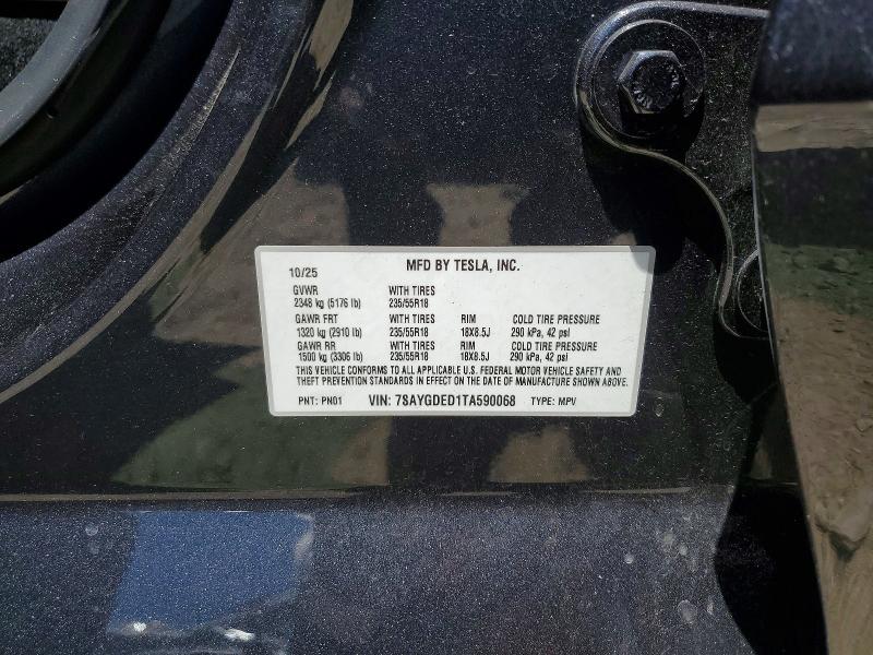2026 Tesla Model Y მანქანა იყიდება აუქციონზე, vin: 7SAYGDED1TA590068, აუქციონის ნომერი: 54871626