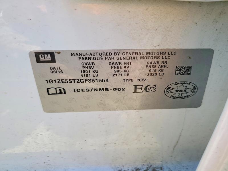 2016 Chevrolet Malibu მანქანა იყიდება აუქციონზე, vin: 1G1ZE5ST2GF351554, აუქციონის ნომერი: 53086696
