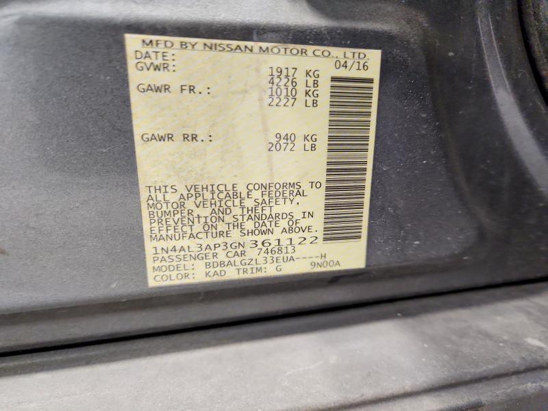 Продаж на аукціоні авто 2016 Nissan Altima, vin: 1N4AL3AP3GN361122, номер лоту: 53590976