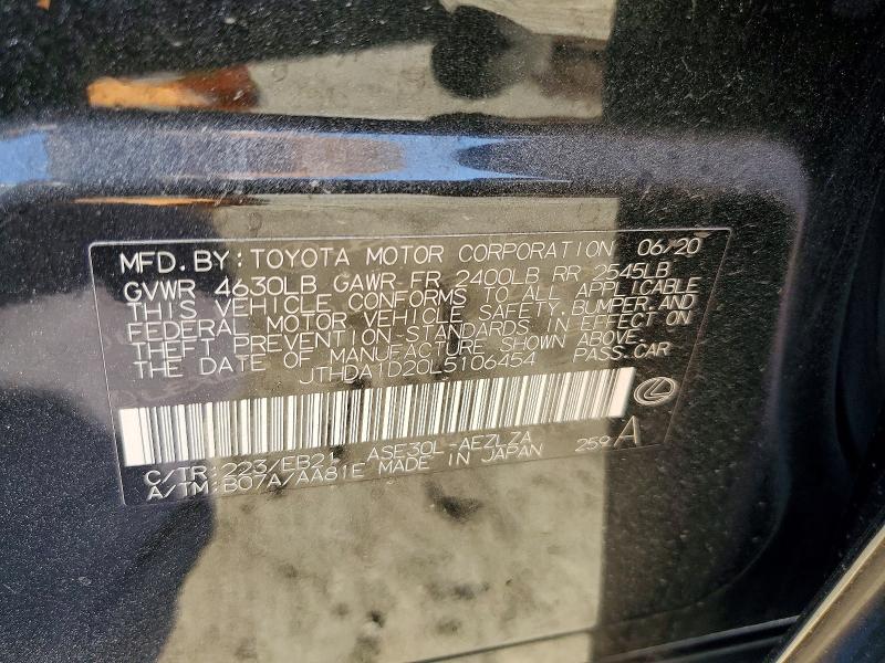 2020 Lexus Is მანქანა იყიდება აუქციონზე, vin: JTHDA1D20L5106454, აუქციონის ნომერი: 52925126