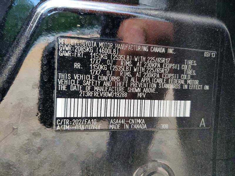 2013 Toyota Rav4 მანქანა იყიდება აუქციონზე, vin: 2T3RFREV9DW019288, აუქციონის ნომერი: 53765636