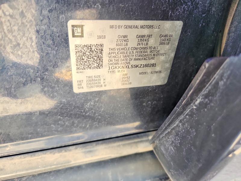 51983836 :رقم المزاد ، 1GKKNXLS5KZ160281 vin ، 2019 Gmc Acadia مزاد بيع