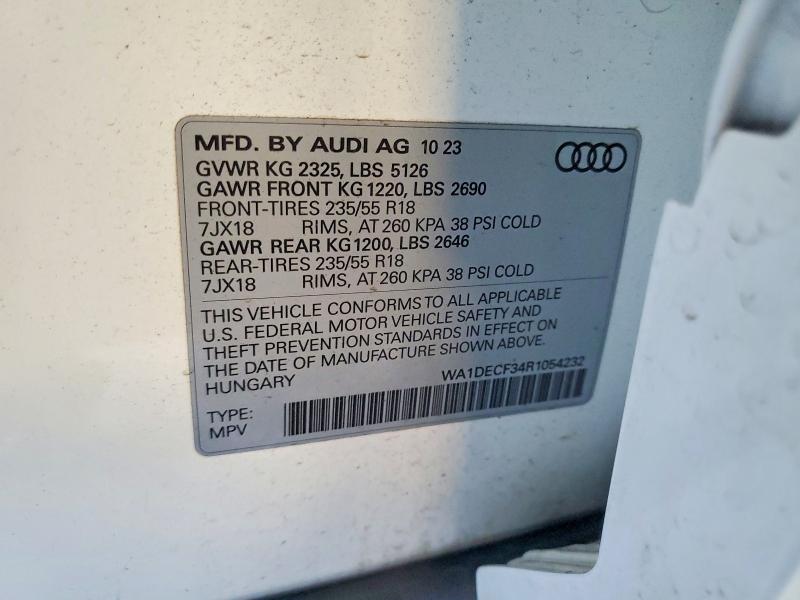 Продажа на аукционе авто 2024 Audi Q3, vin: WA1DECF34R1054232, номер лота: 54914216