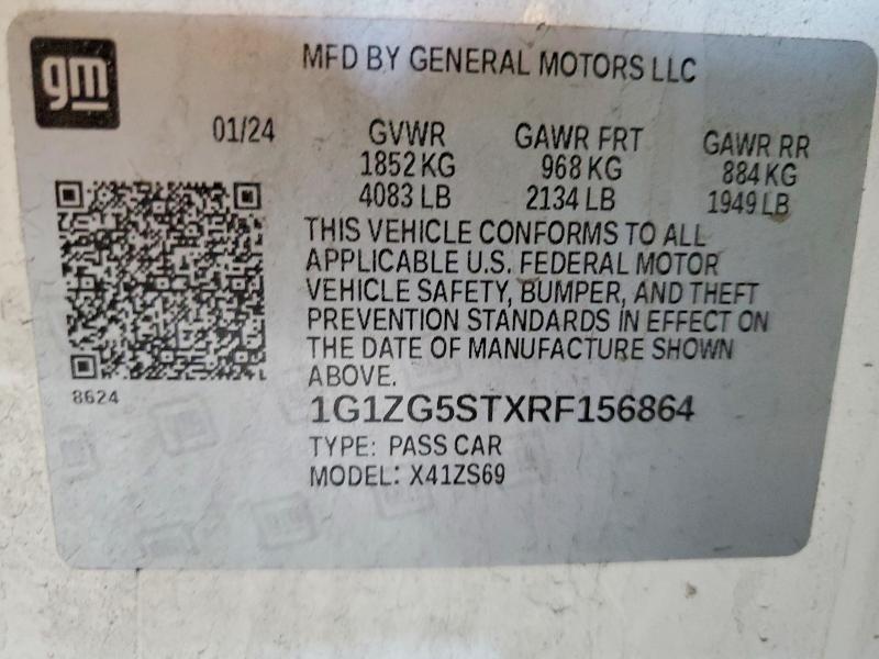 52861196 :رقم المزاد ، 1G1ZG5STXRF156864 vin ، 2024 Chevrolet Malibu مزاد بيع