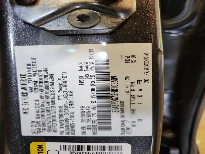2017 Ford Fusion მანქანა იყიდება აუქციონზე, vin: 3FA6P0G73HR108509, აუქციონის ნომერი: 52961216