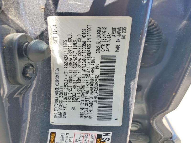 Aukcja sprzedaży 2005 Toyota 4runner, vin: JTEBU14RX50062942, numer aukcji: 52862266