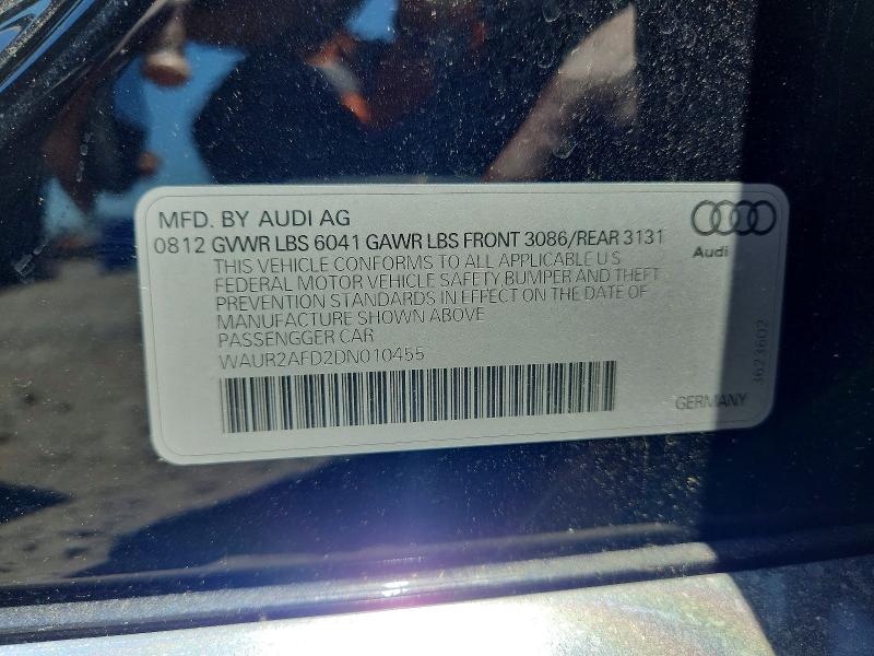 Aukcja sprzedaży 2013 Audi A8, vin: WAUR2AFD2DN010455, numer aukcji: 54228646