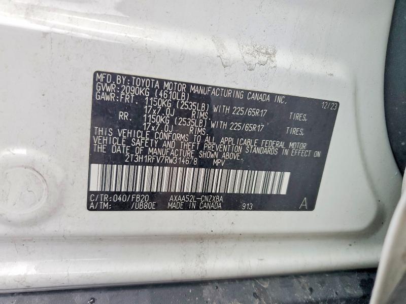 Aukcja sprzedaży 2024 Toyota Rav4, vin: 2T3H1RFV7RW314678, numer aukcji: 52684916