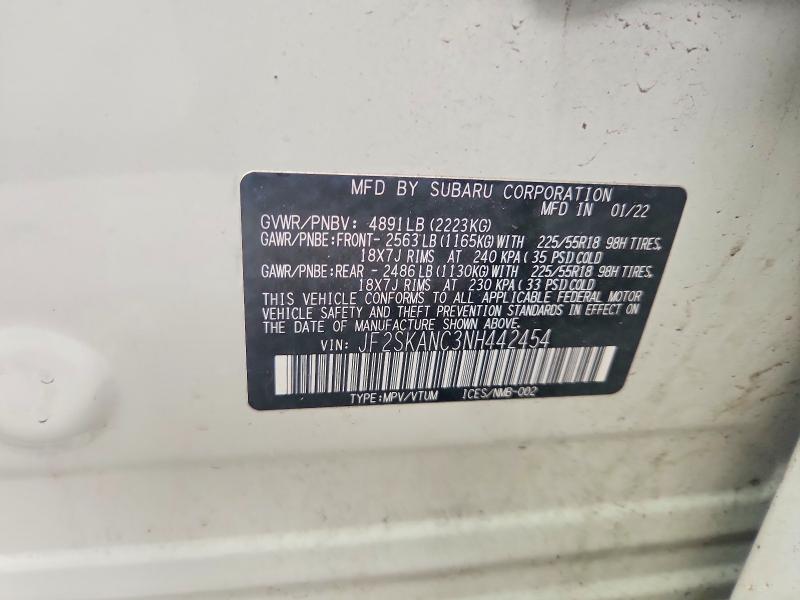 Продажа на аукционе авто 2022 Subaru Forester, vin: JF2SKANC3NH442454, номер лота: 51950006